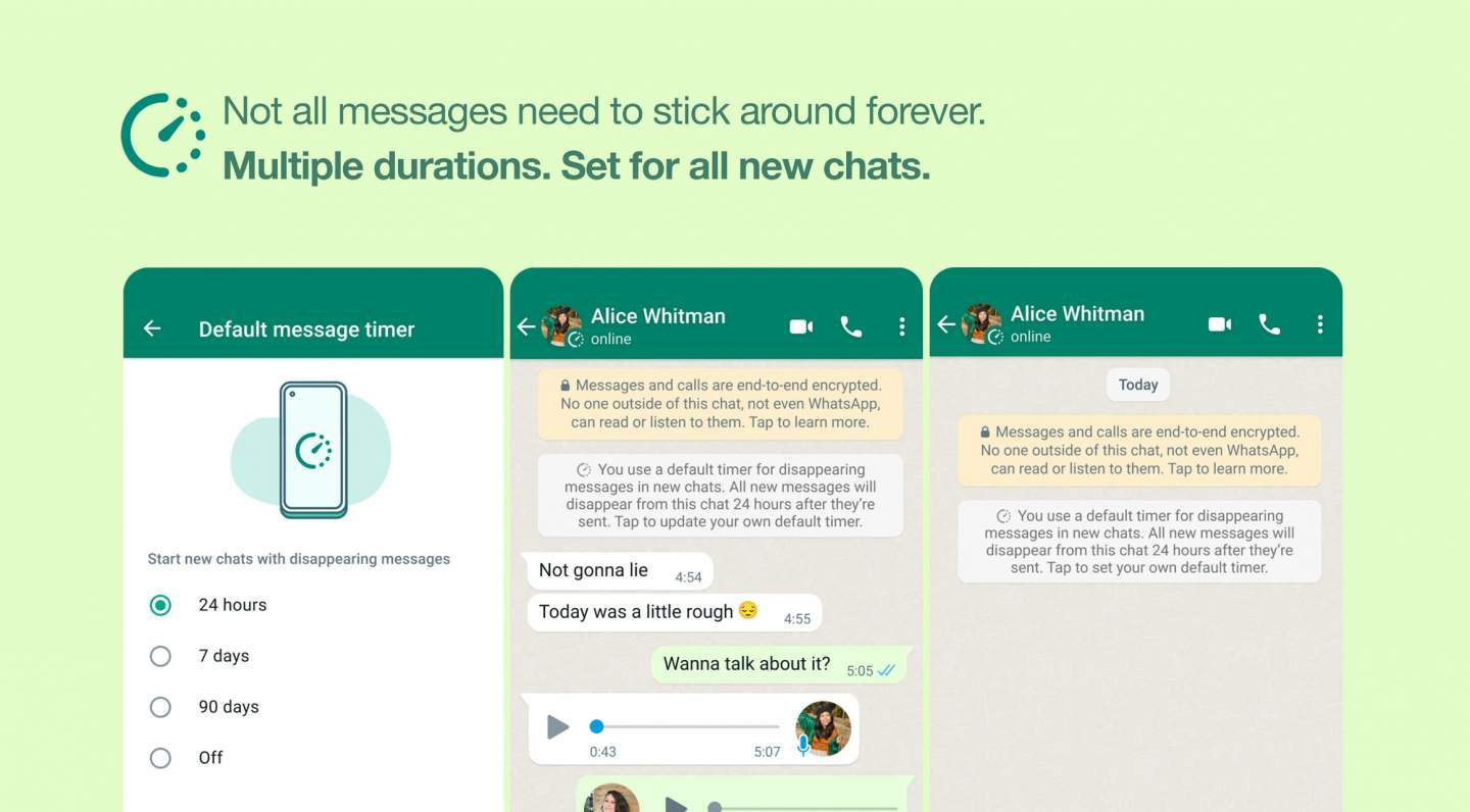 WhatsApp disappearing messages can now be your default